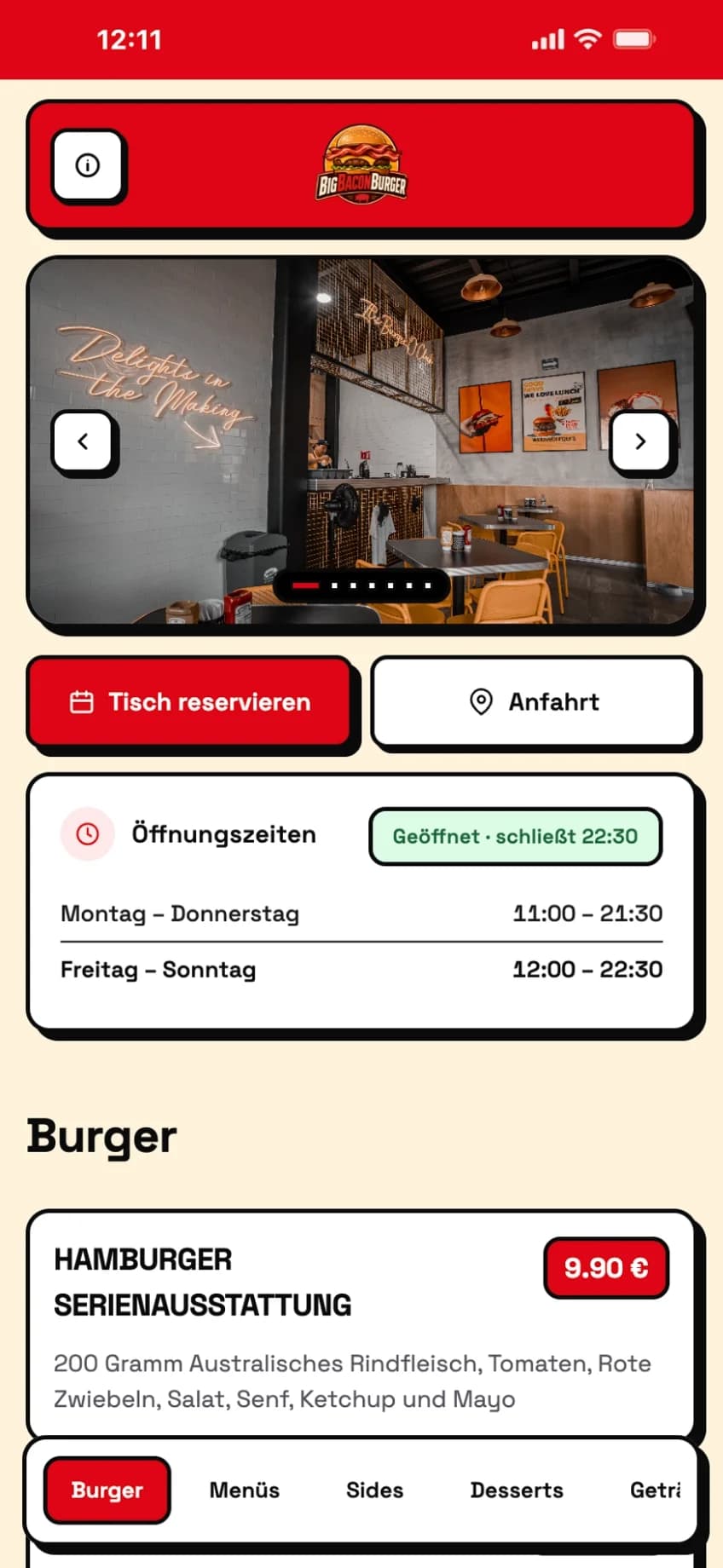 Beispiel einer mit GastroSite erstellten Restaurant-Website