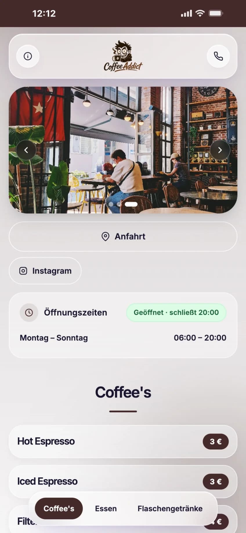 Beispiel einer mit GastroSite erstellten Restaurant-Website